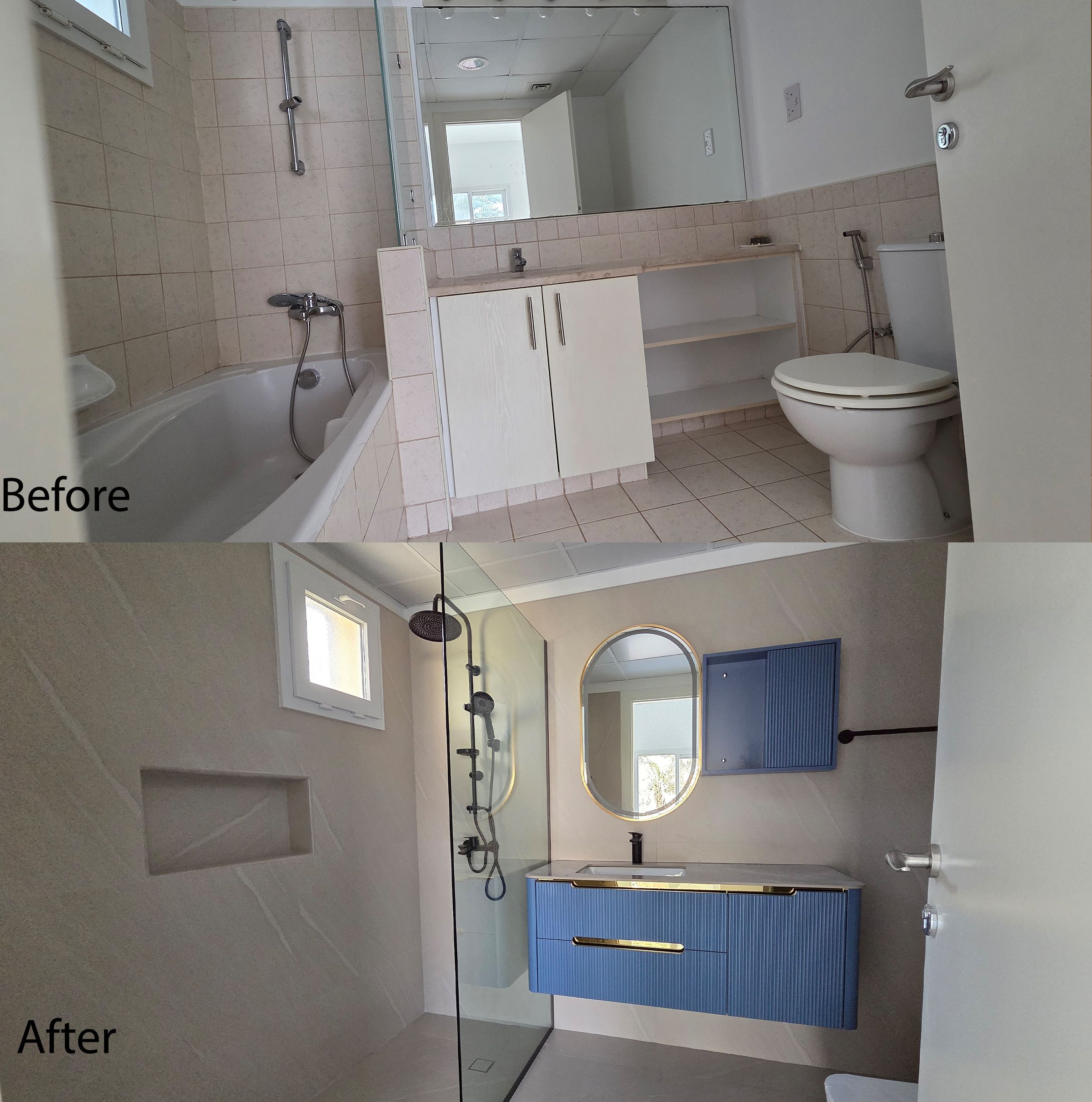 Bathroom Renovation Before and after in Meadows Dubai