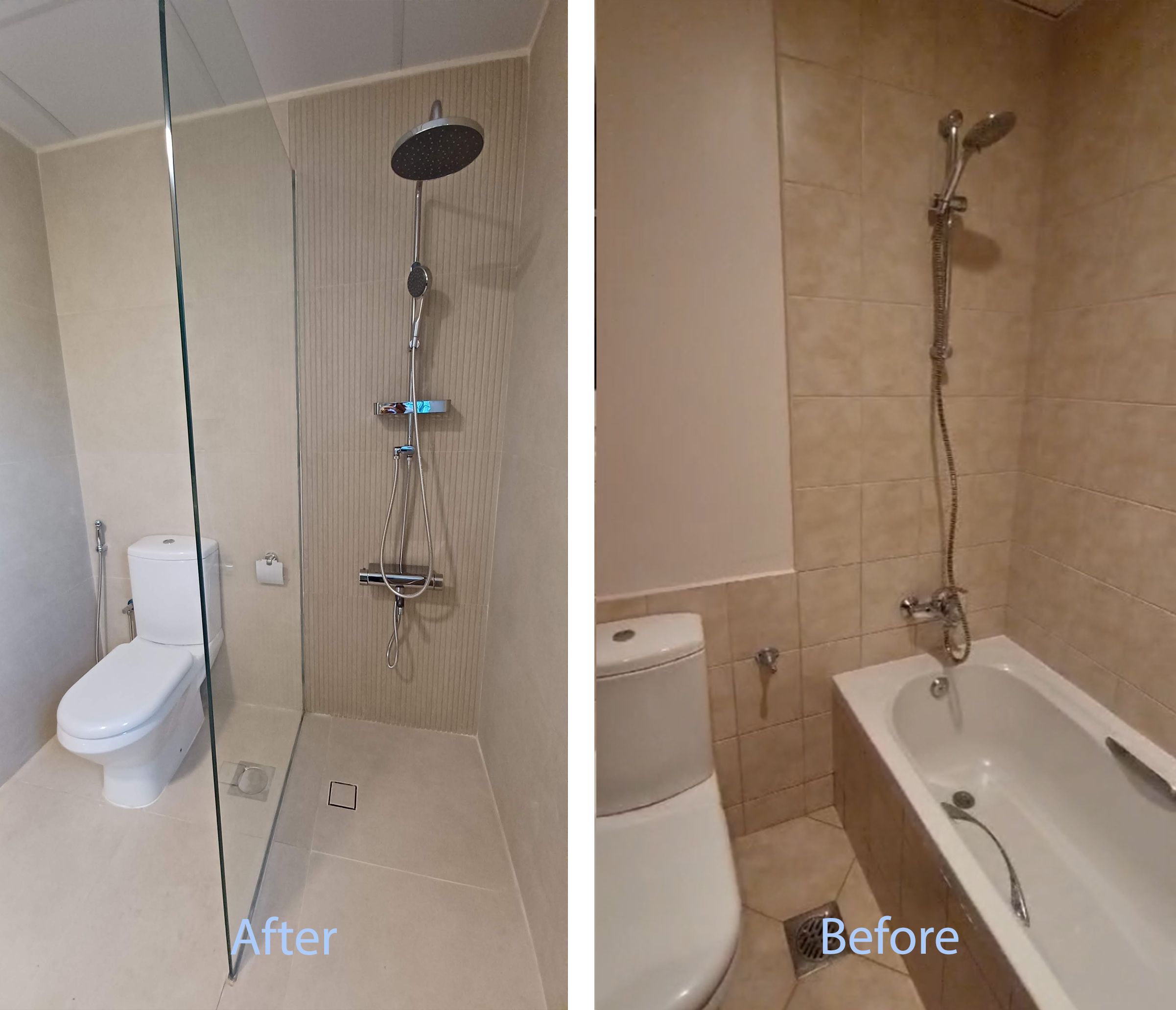 Bathroom Renovation Before and after in Oud Matheena Dubai