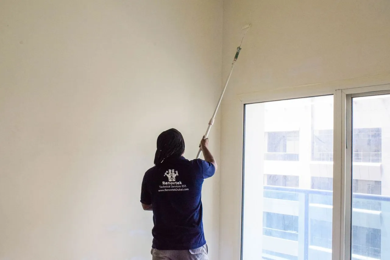 Wall painting using a water base paint Wall painting using a water base paint