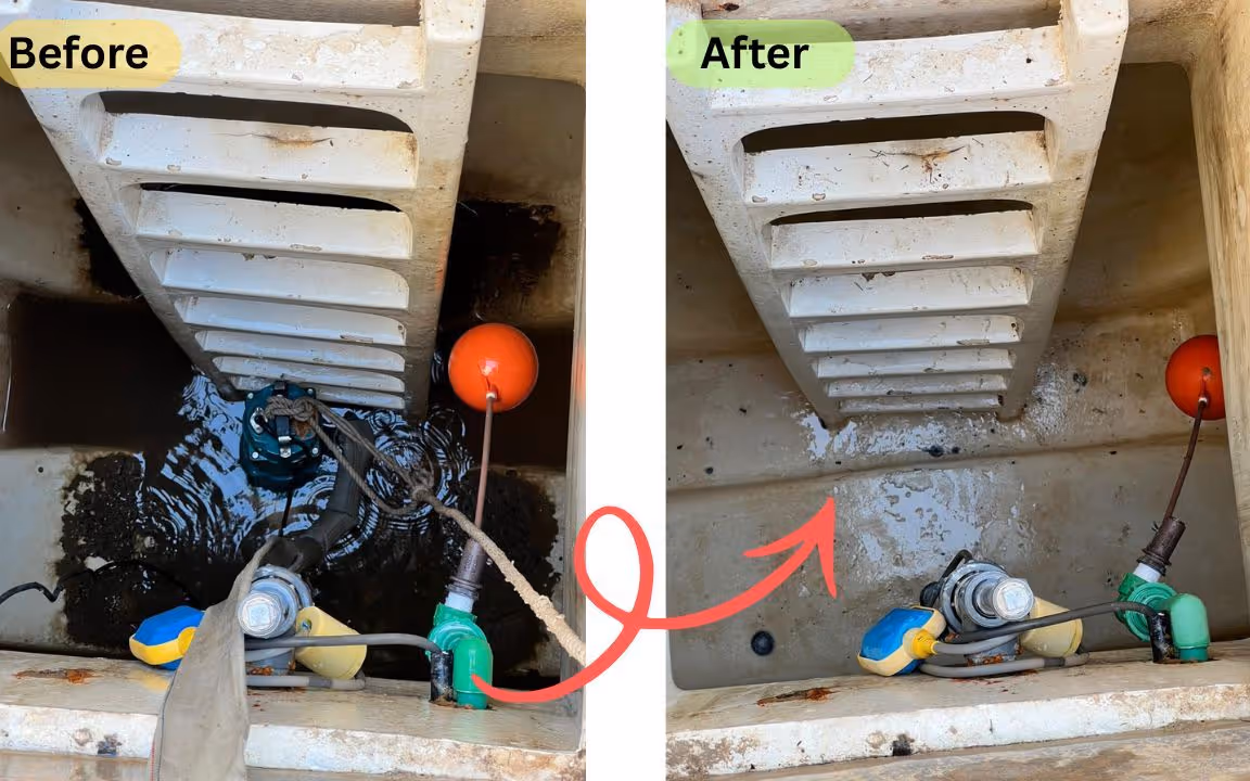 Before and after of cleaning water tank in Dubai