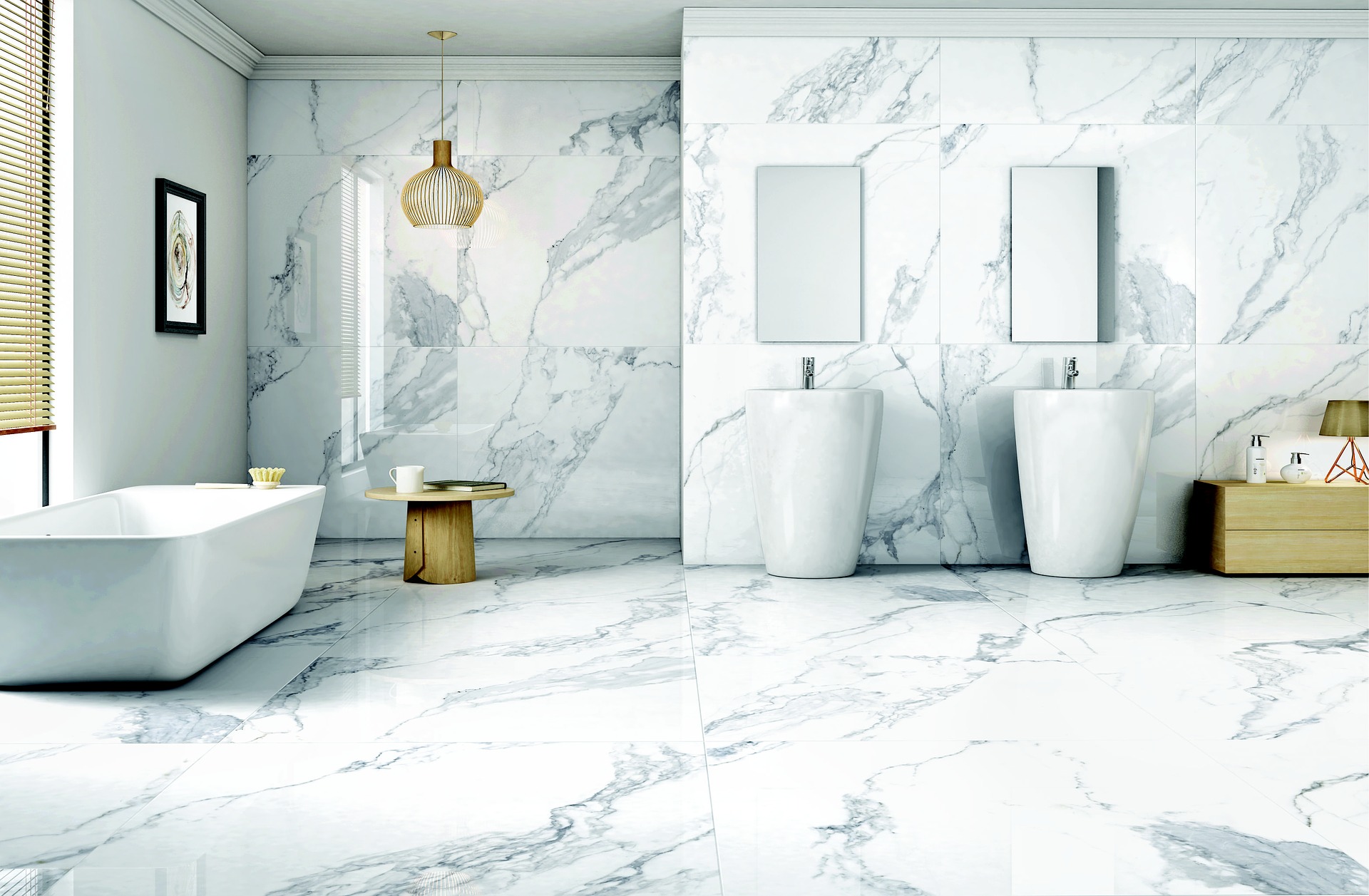 A newly renovated, modern bathroom space