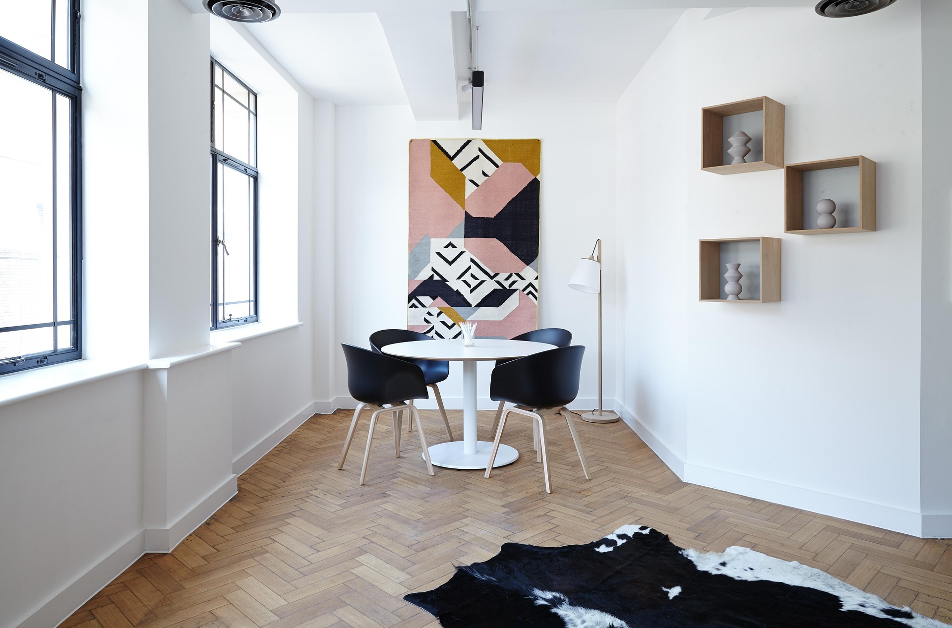 An elegant and well-lit dining room